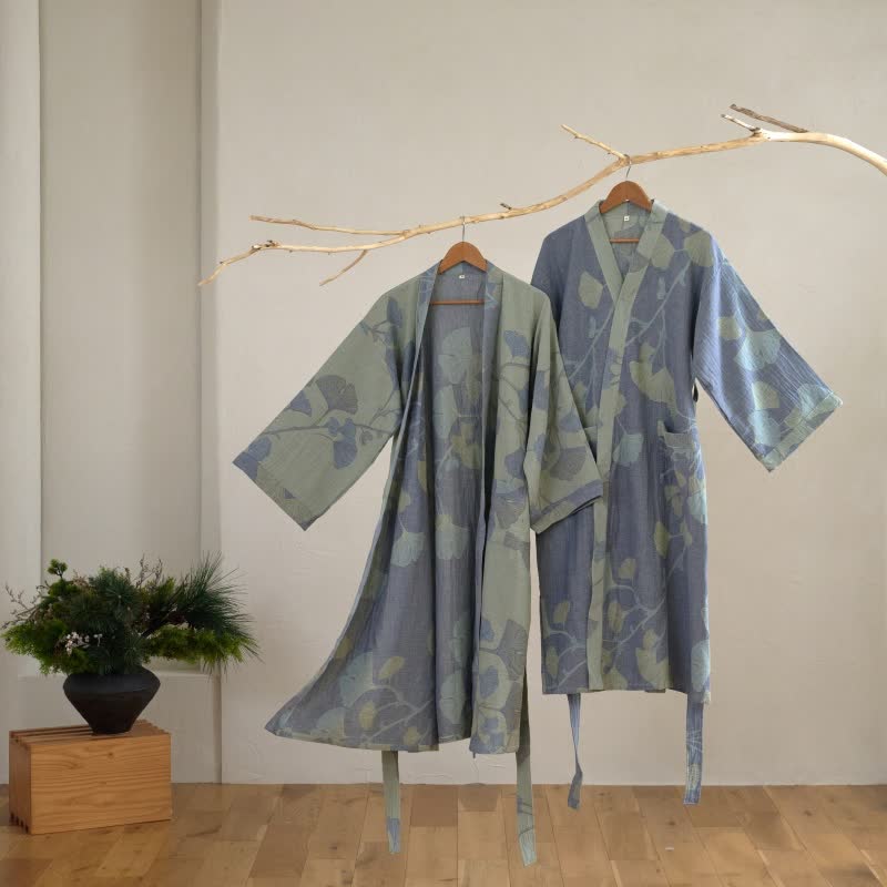 Organický bavlněný kimono župan s prodyšnou gáziovou látkou