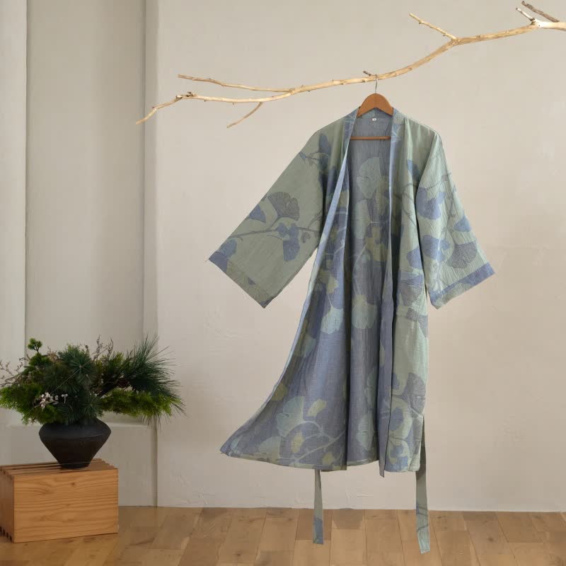 Organický bavlněný kimono župan s prodyšnou gáziovou látkou