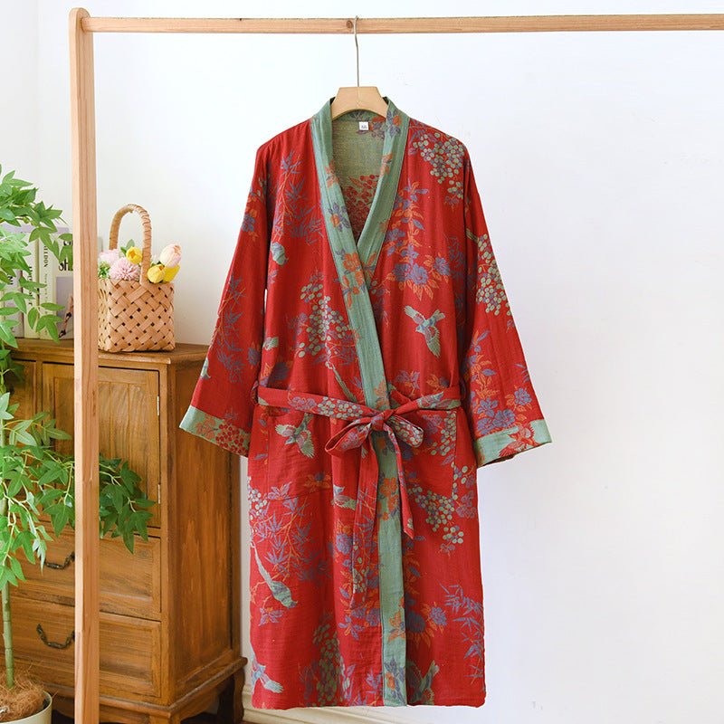 Organický bavlněný kimono župan s prodyšnou gáziovou látkou
