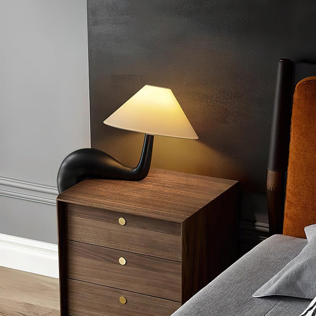 Elegantní dřevěná stolní lampa Aspire — kabel 59", bílé stínidlo, stmívatelná