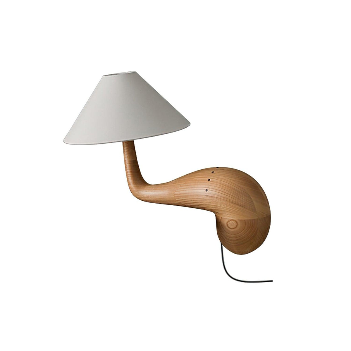 Elegantní dřevěná stolní lampa Aspire — kabel 59", bílé stínidlo, stmívatelná
