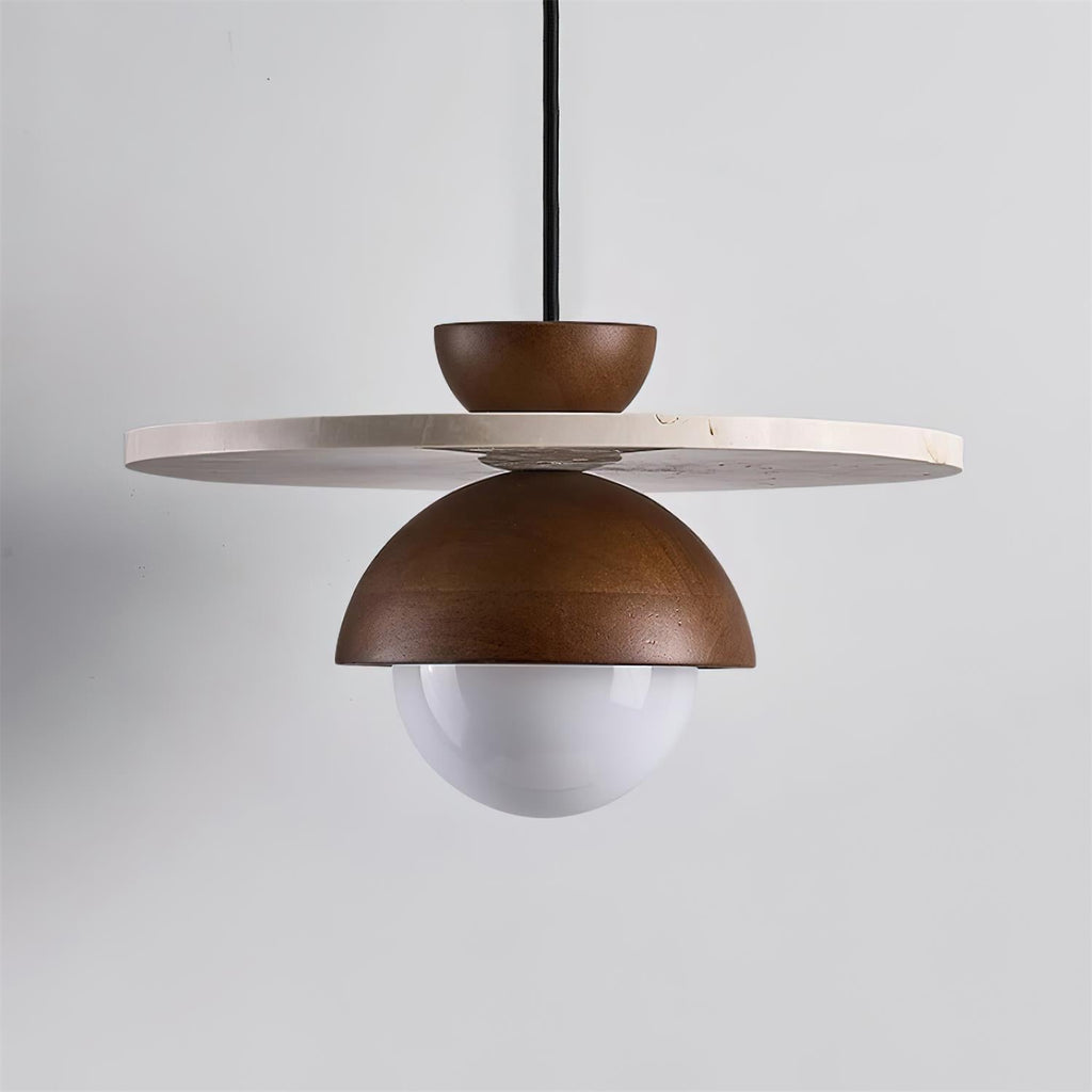 Suspension Ritta en verre et travertin, diamètre de 30cm