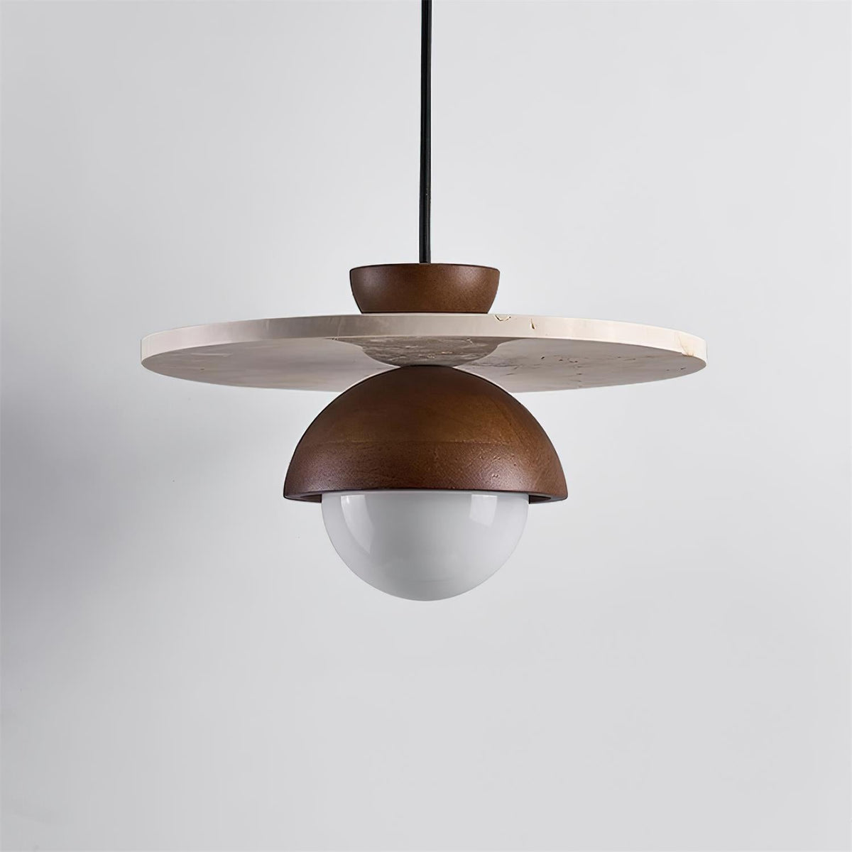 Suspension Ritta en verre et travertin, diamètre de 30cm
