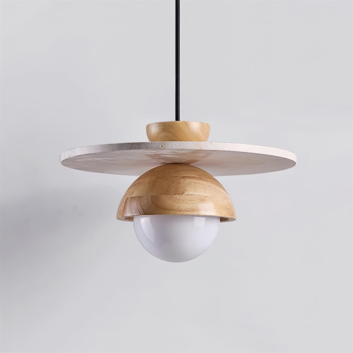 Suspension Ritta en verre et travertin, diamètre de 30cm