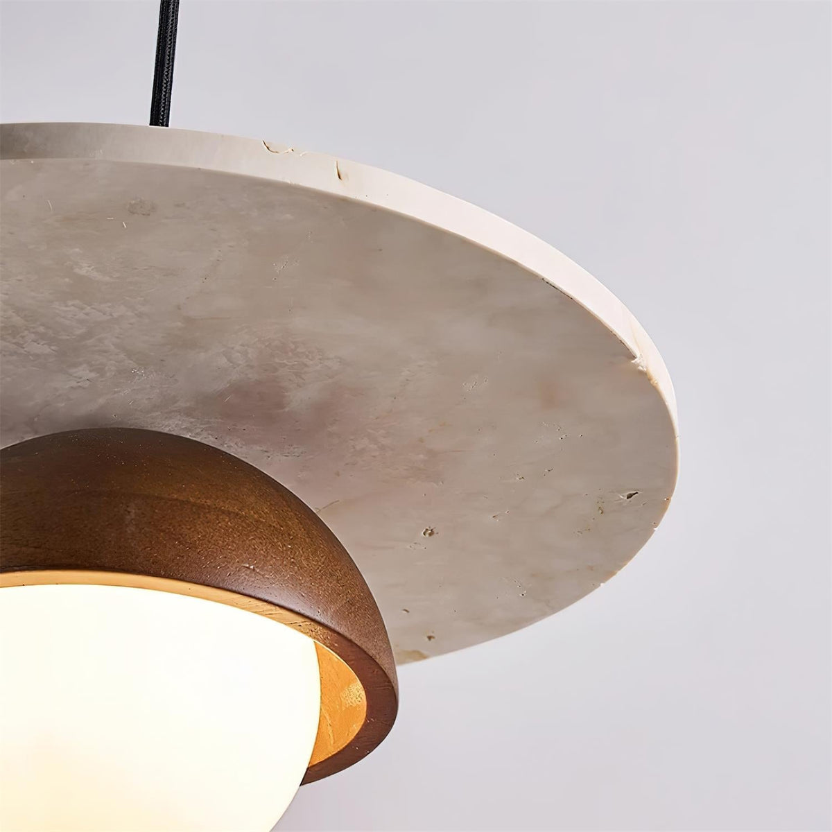 Suspension Ritta en verre et travertin, diamètre de 30cm