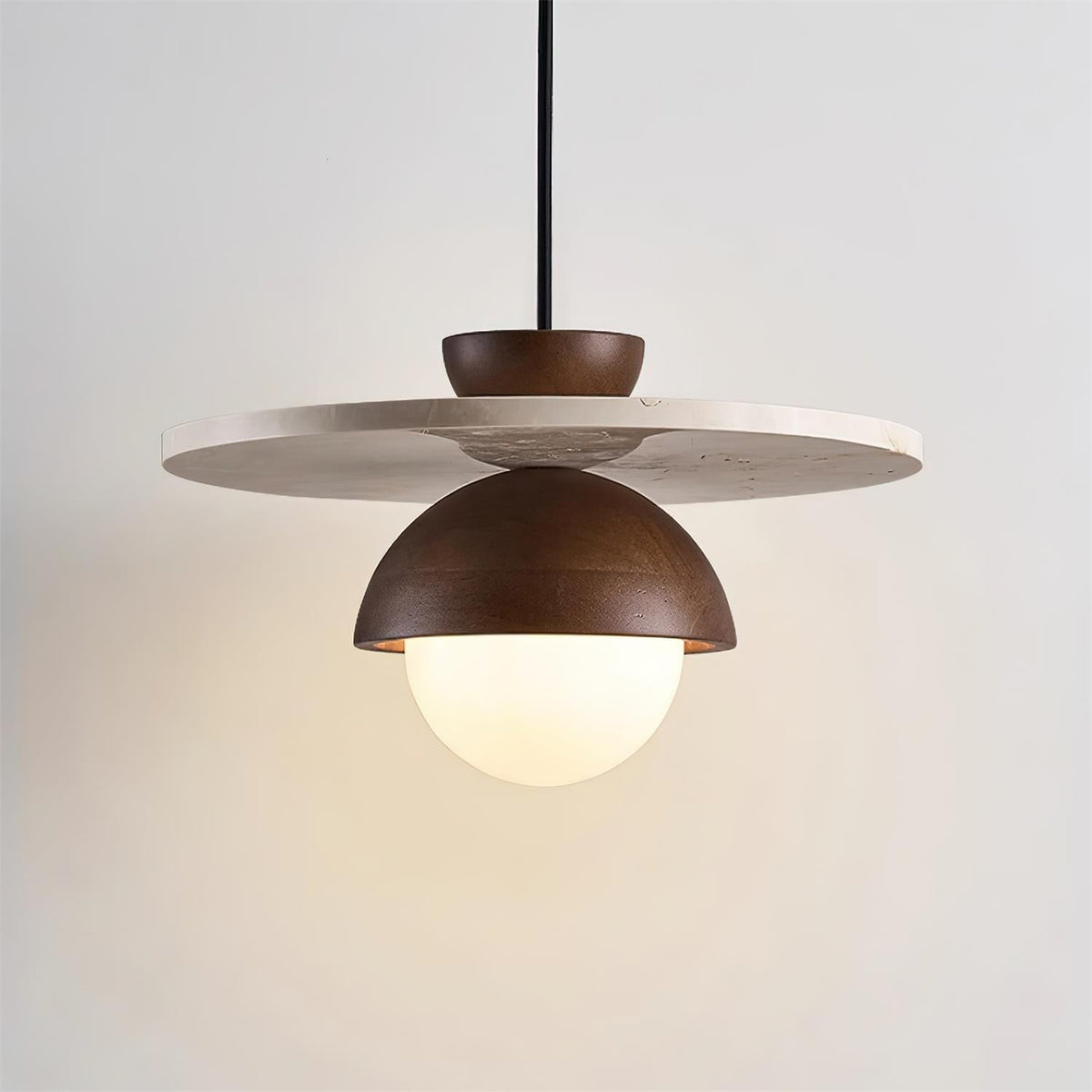Suspension Ritta en verre et travertin, diamètre de 30cm