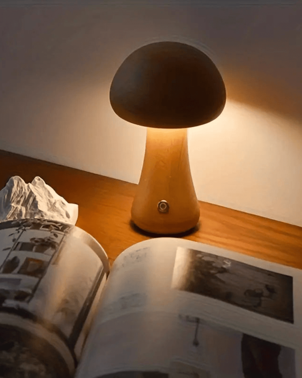 LioraFungi Table Lamp In Sustainable Wood With Warm Glow
