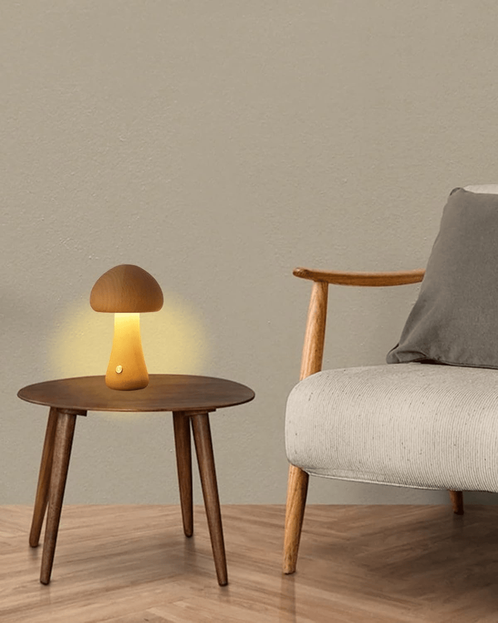 LioraFungi Table Lamp In Sustainable Wood With Warm Glow