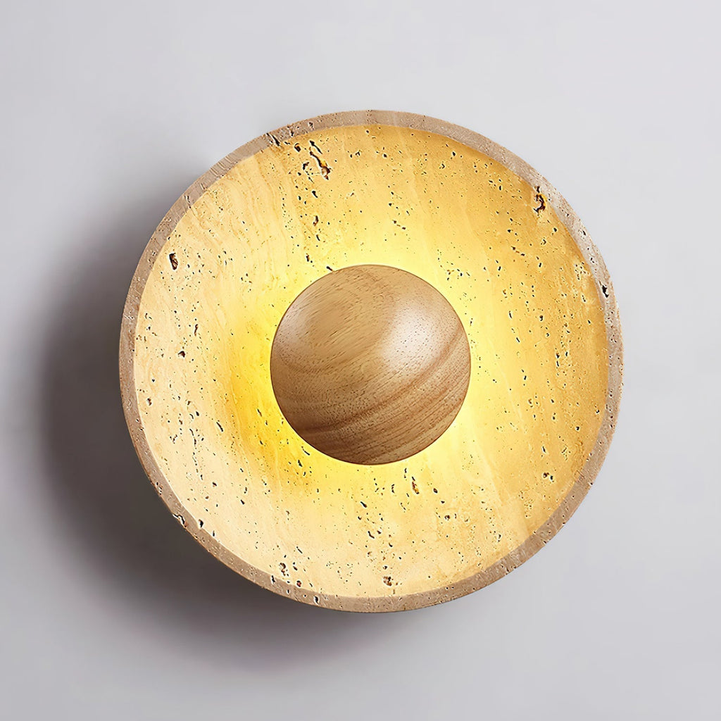 Applique murale Japandi wabi-sabi en travertin - design sculptural
