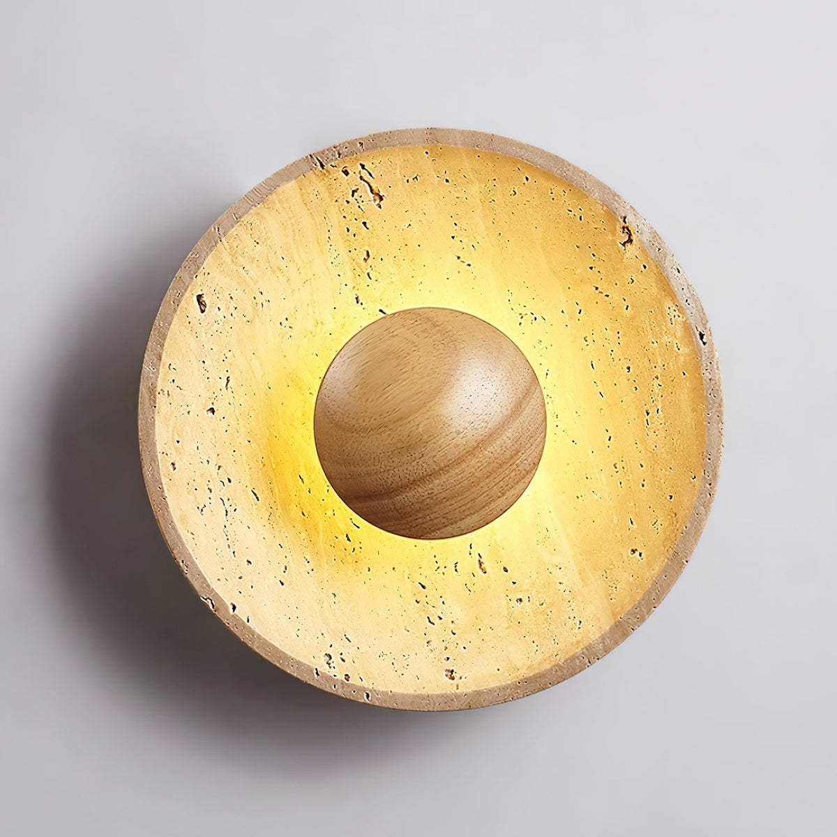 Applique murale Japandi wabi-sabi en travertin - design sculptural