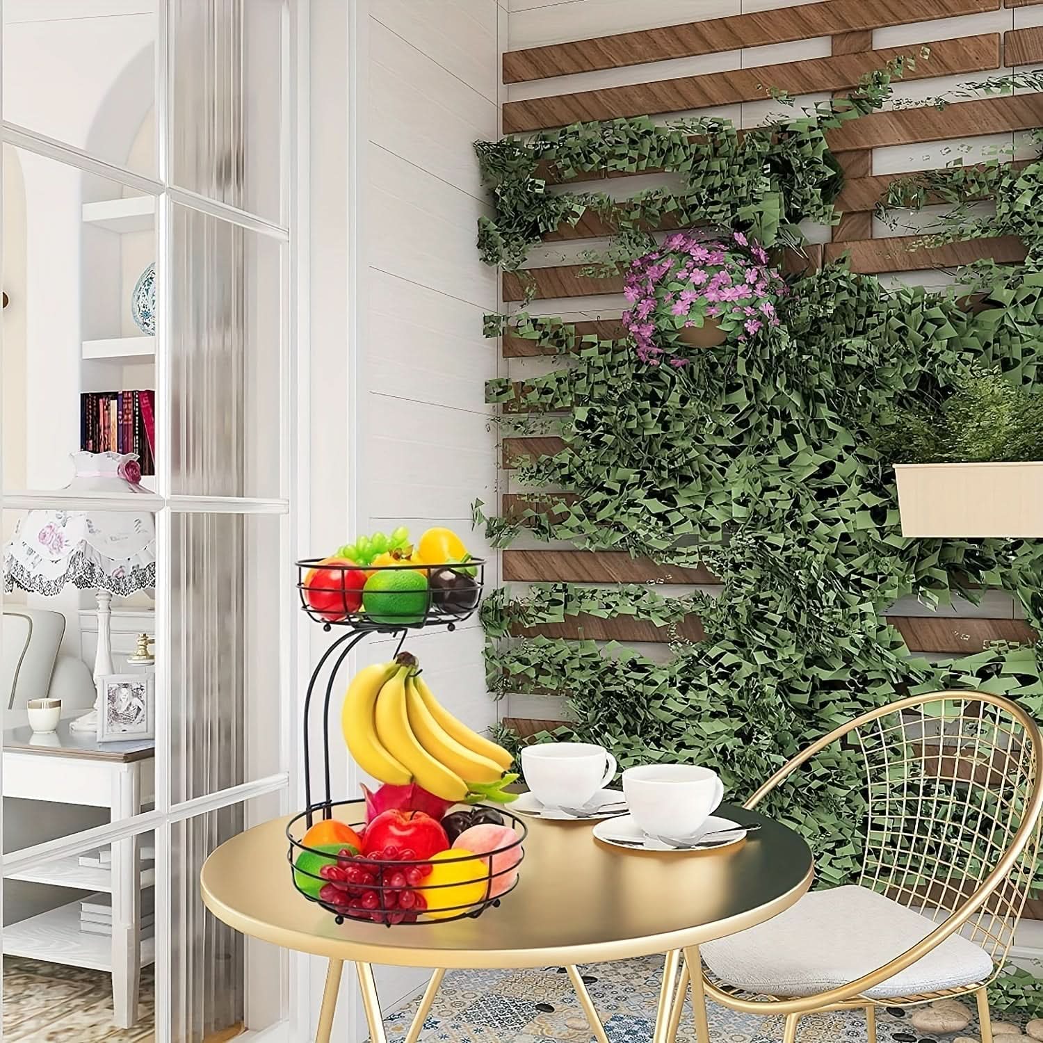 Dvoupatrový koš na ovoce NovaBloom s držákem na banány do domácí kuchyně