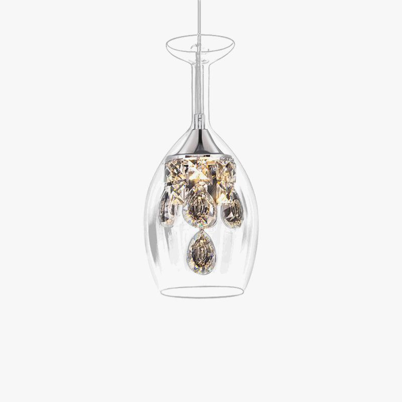 Pendellampe formet som et vinglass - krystaller, 17.8/28 cm, 3 farger