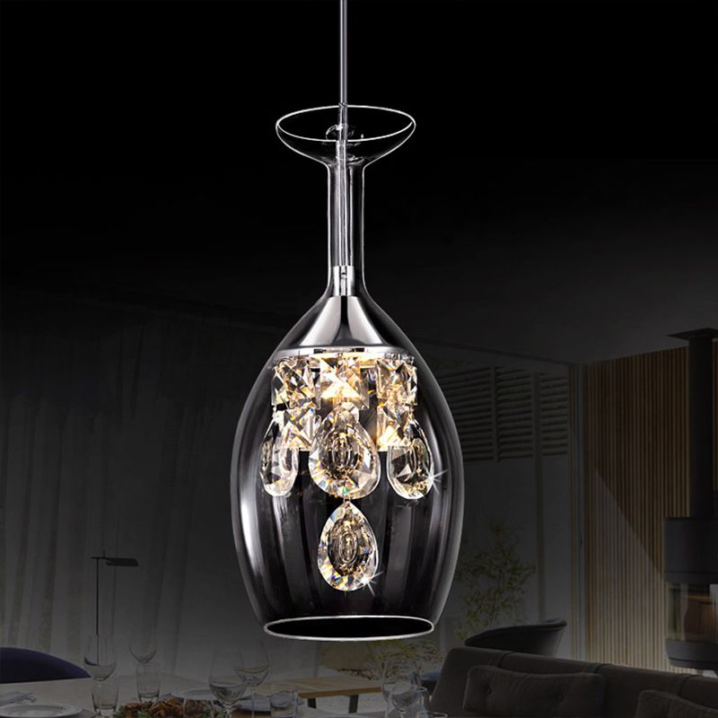 Pendellampe formet som et vinglass - krystaller, 17.8/28 cm, 3 farger