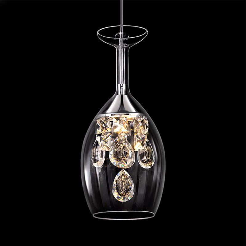 Pendellampe formet som et vinglass - krystaller, 17.8/28 cm, 3 farger