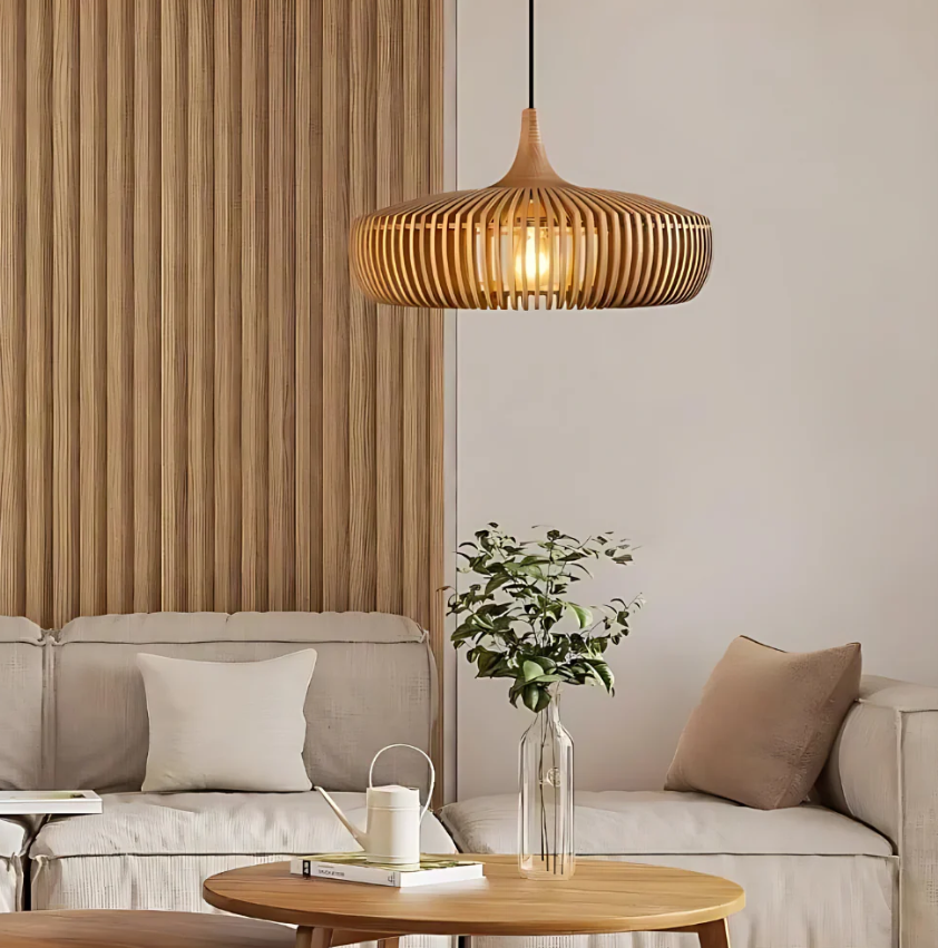 Hinori mennyezeti függeszték Japandi tömörfa fény