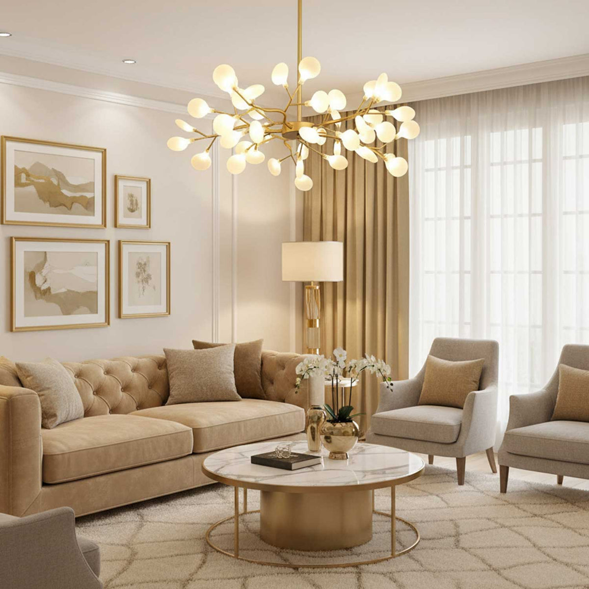 Firefly Sputnik-lysekrone – moderne LED-taklampe, lett og med intrikat form