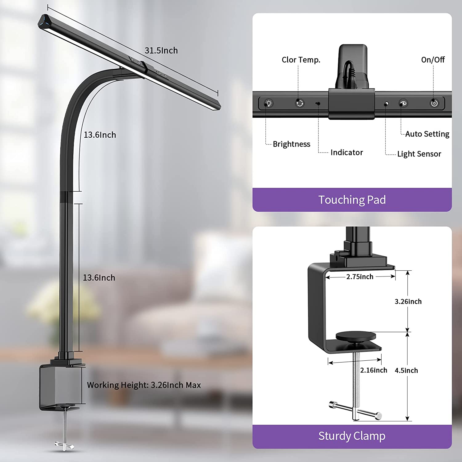 NovaClamp Architect LED Desk Lamp for Home Office Lighting