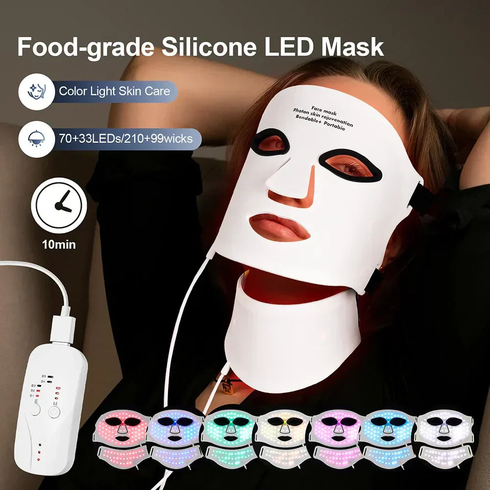 7-farvet LED ansigtsmaske