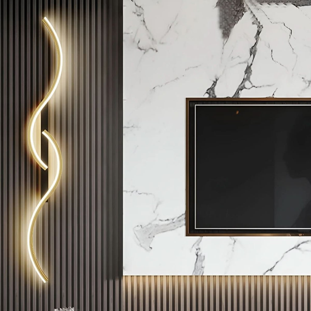 AuraCurve Lámpara de pared LED curva con diseño moderno y dinámico para salas de estar