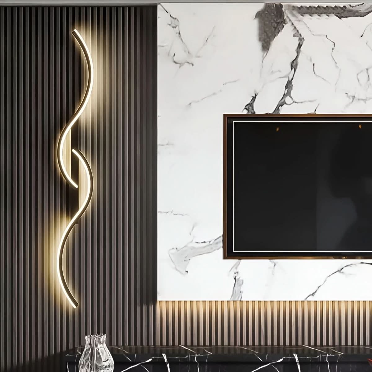 AuraCurve Lámpara de pared LED curva con diseño moderno y dinámico para salas de estar