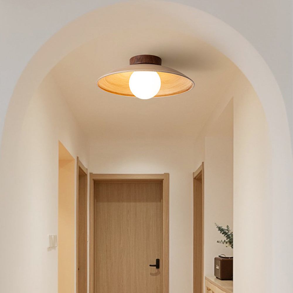 Muto vintage plafondlamp voor directe montage — behuizing van hout/metaal/glas, dimbare schakelaar met drie lichtkleuren