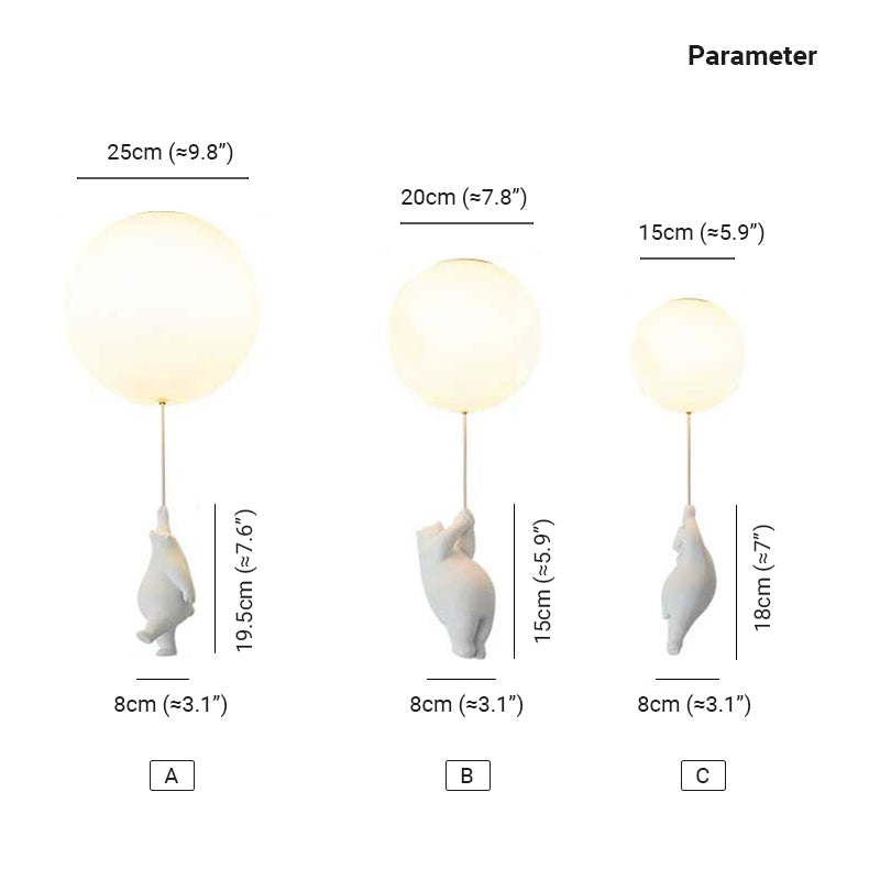 Pendel-Deckenleuchte — Skulpturale Form von Bär und Ballon