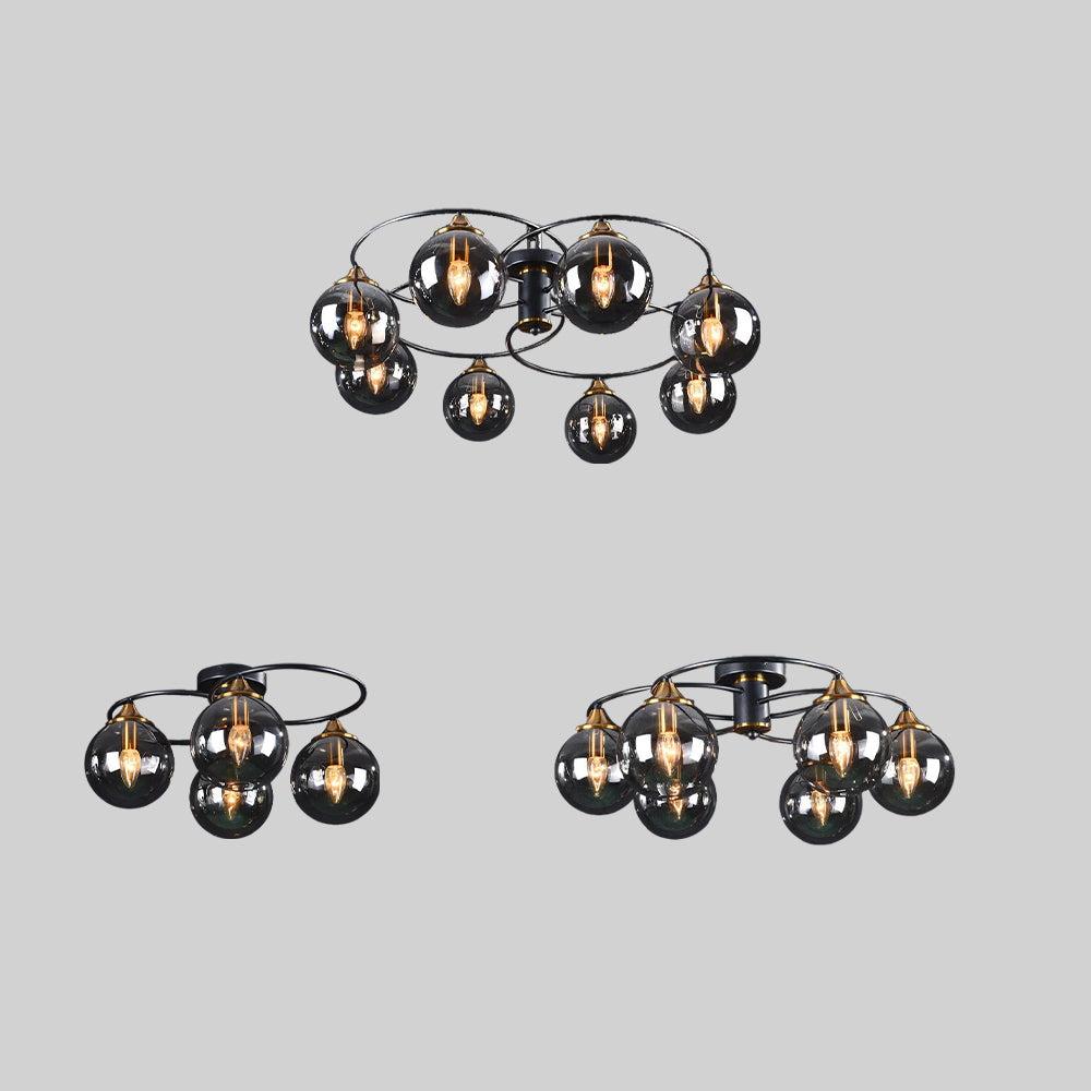 Ardentra vintage kerek füstös üveg gömb csillár lámpatest