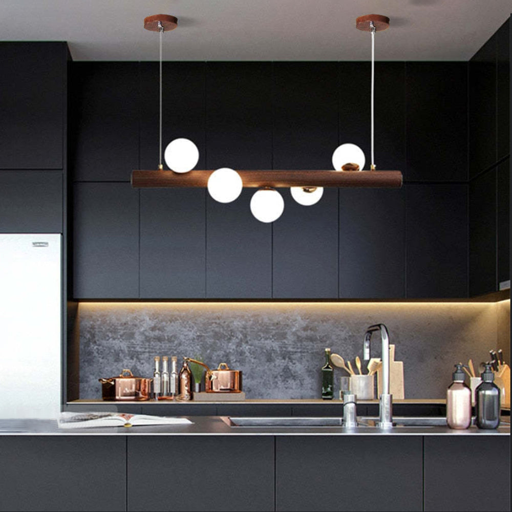 Valentina Glass Bubble Pendant Light Wood/Walnut - Neutralighting