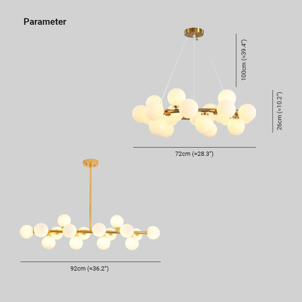 Lampadario a bolle in vetro dorato Bass Valentina