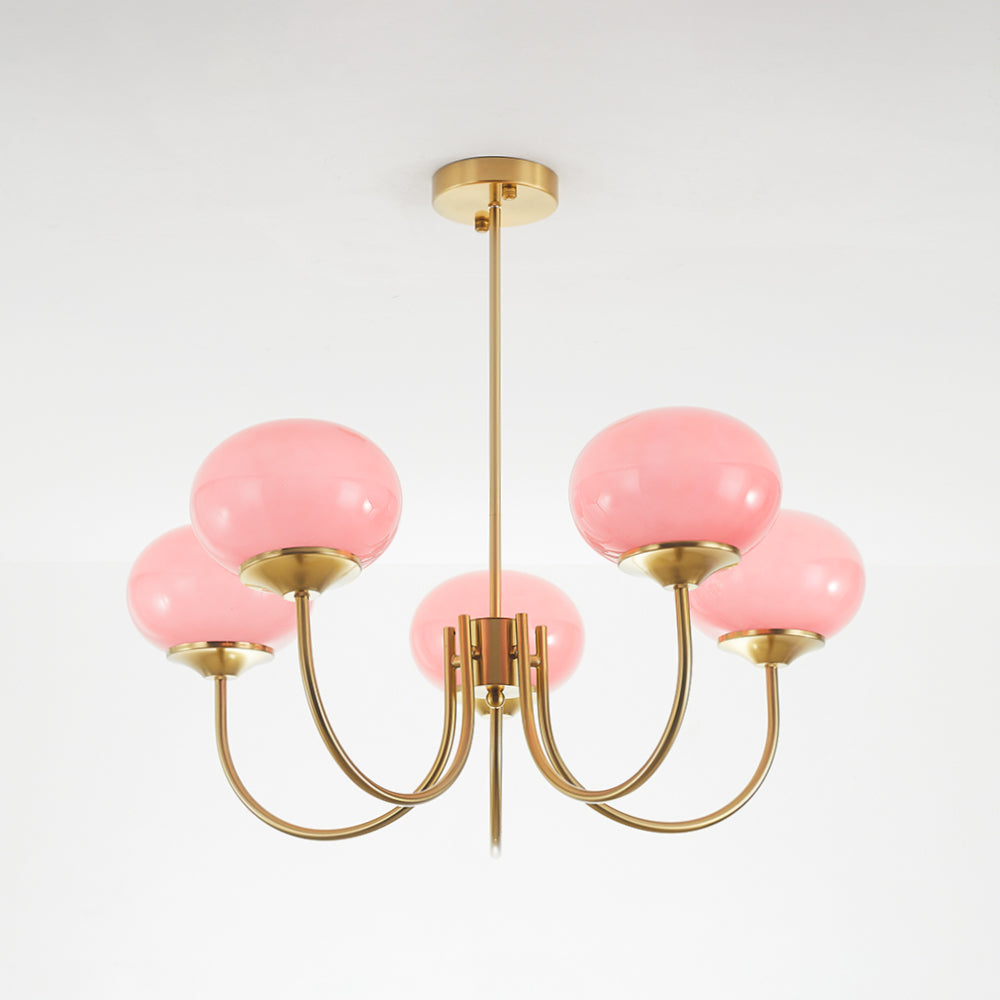 Candelabru Valentina Retro Art Deco tip glob - alb, roz, bej