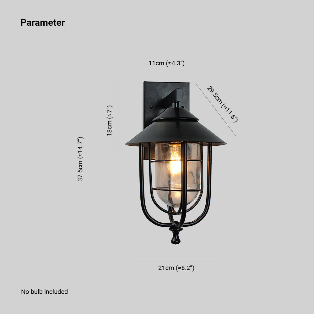 Ray Metal Wall Lamp — Vintage Lantern Design, Black