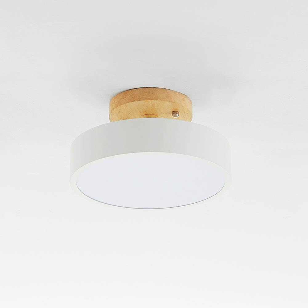 Orya Round LED Flush Mount Ceiling Light — Tri-Color Switch, Modern Wood Design