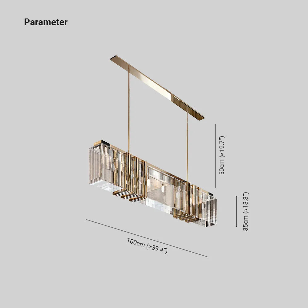Kristy Rectangular Metal Chandelier Pendant Light — Gold