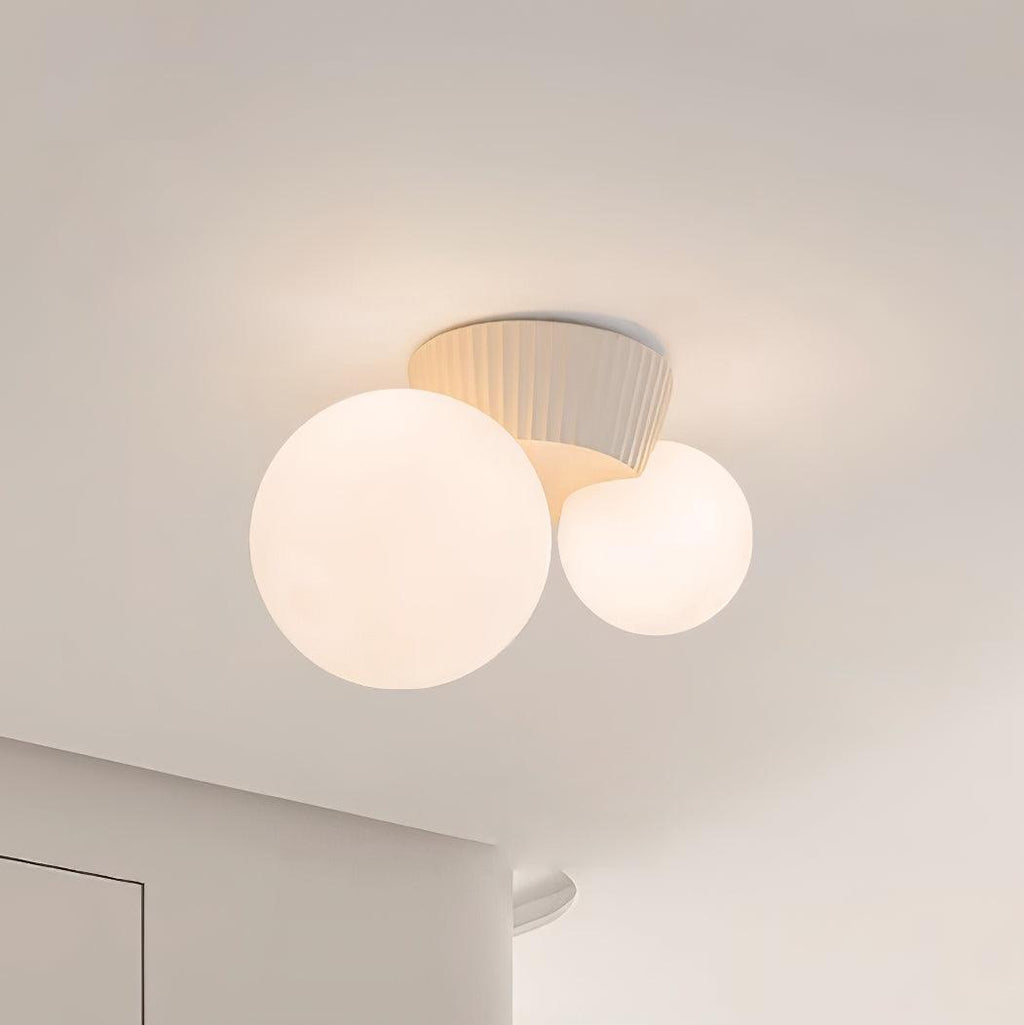 Ceiling Light Playful Asymmetry with Dual Frosted Glass Globes - Neutralighting