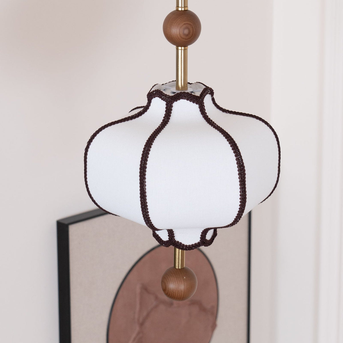Aura Gold Lantern Fabric Pendant Light