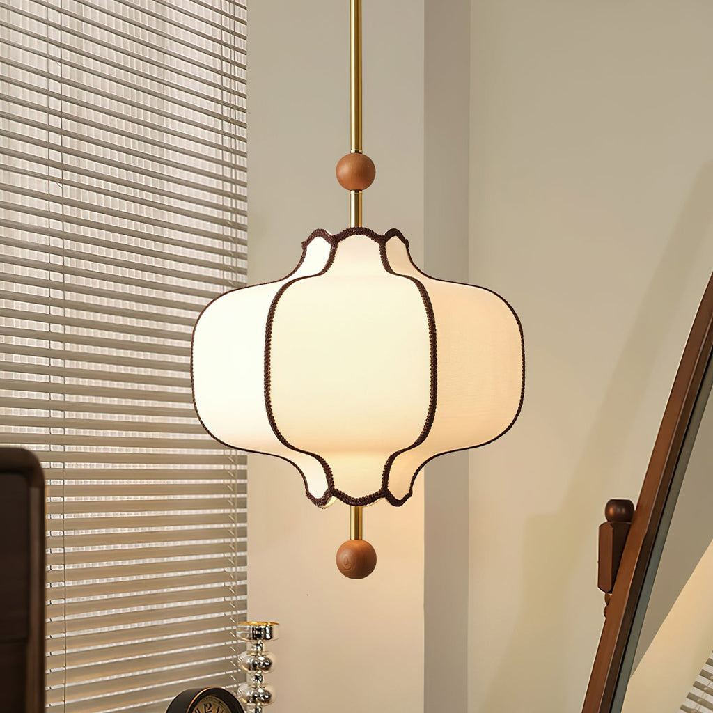 Aura Gold Lantern Fabric Pendant Light