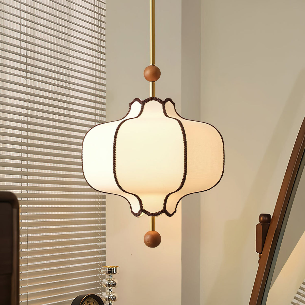 Aura Gold Lantern Fabric Pendant Light