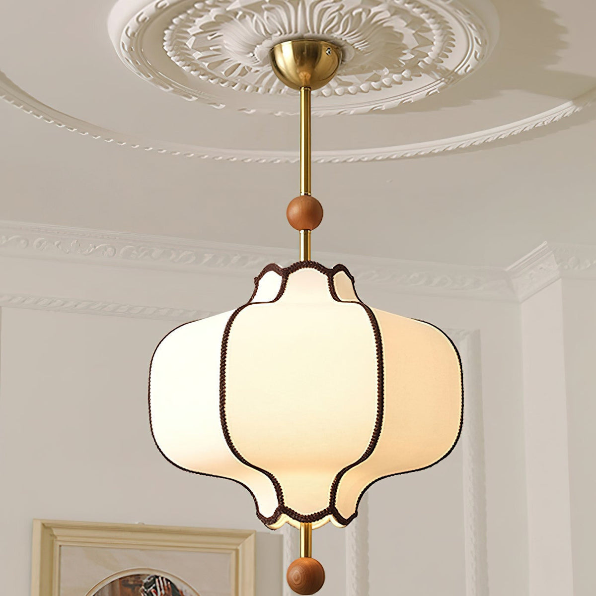 Aura Gold Lantern Fabric Pendant Light