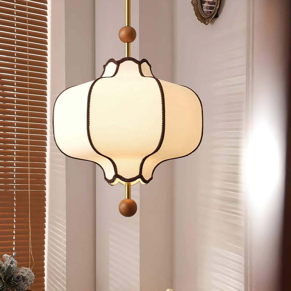 Aura Gold Lantern Fabric Pendant Light
