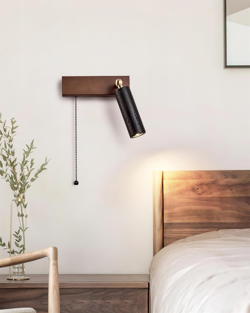 Lámpara de foco de pared de travertino negro Ritta