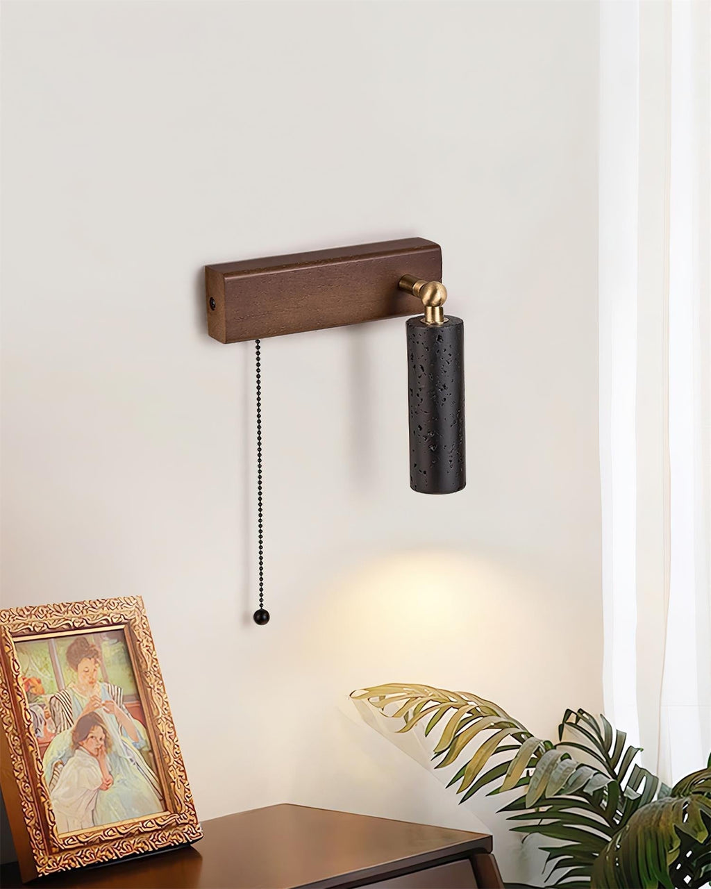 Lámpara de foco de pared de travertino negro Ritta