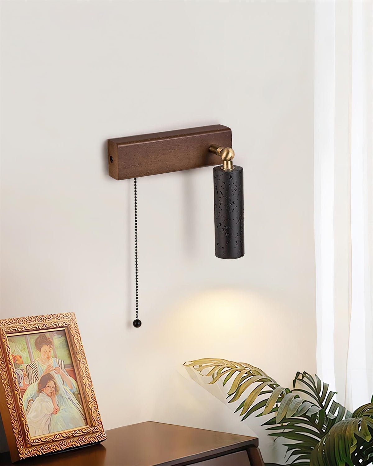 Lámpara de foco de pared de travertino negro Ritta