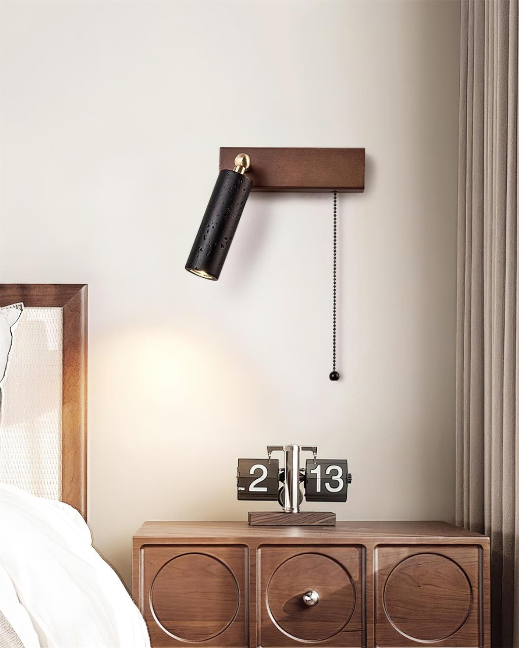 Lámpara de foco de pared de travertino negro Ritta