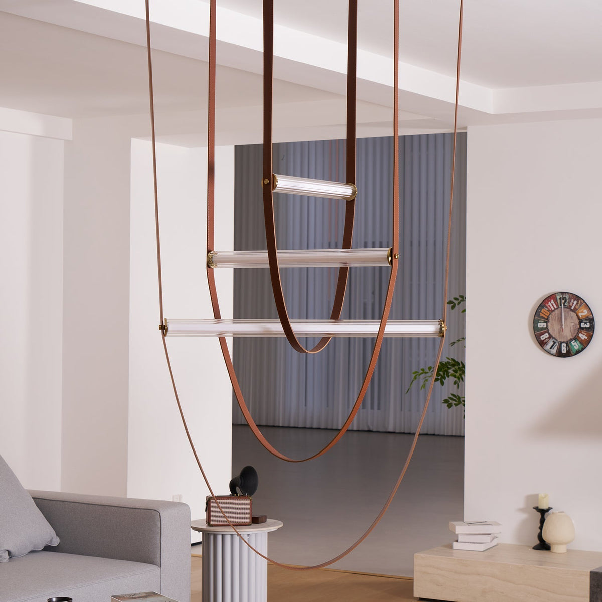 Tracer Belt Pendant Lamp — LED Silicone Diffuser, Premium Leather Belt Suspension