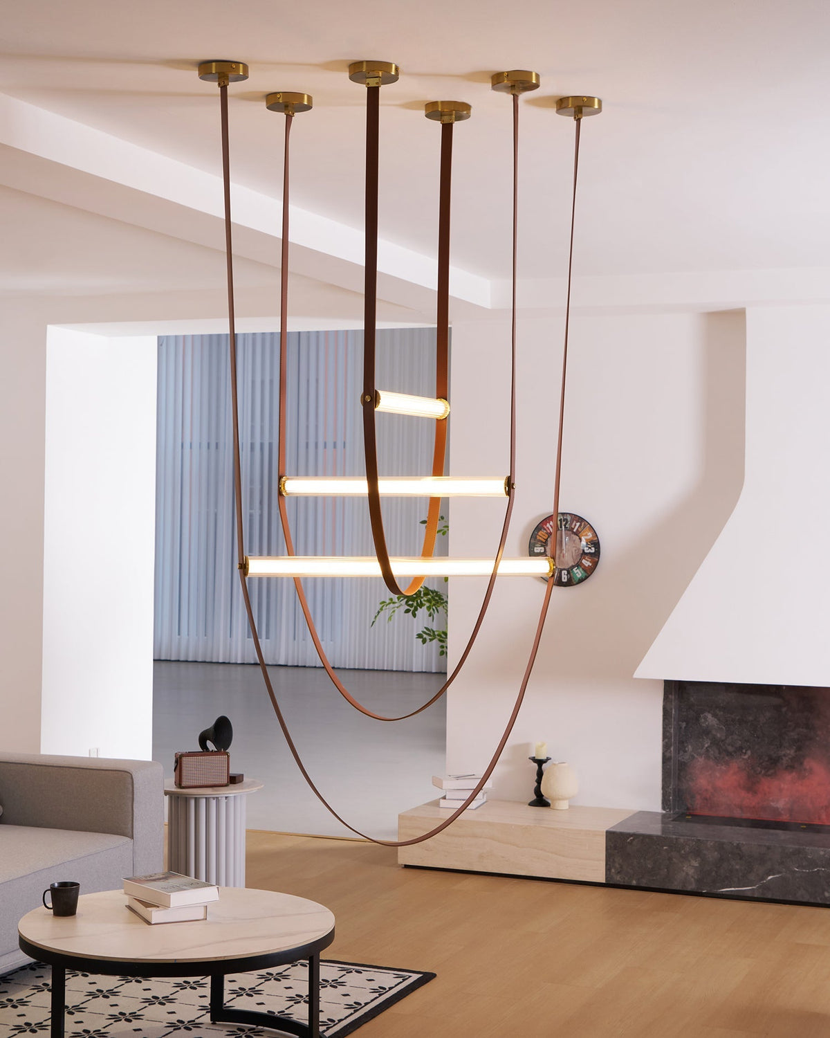 Tracer Belt Pendant Lamp — LED Silicone Diffuser, Premium Leather Belt Suspension