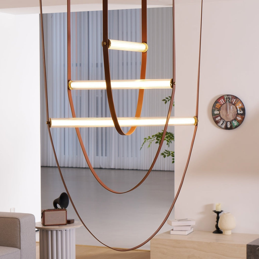 Tracer Belt Pendant Lamp — LED Silicone Diffuser, Premium Leather Belt Suspension