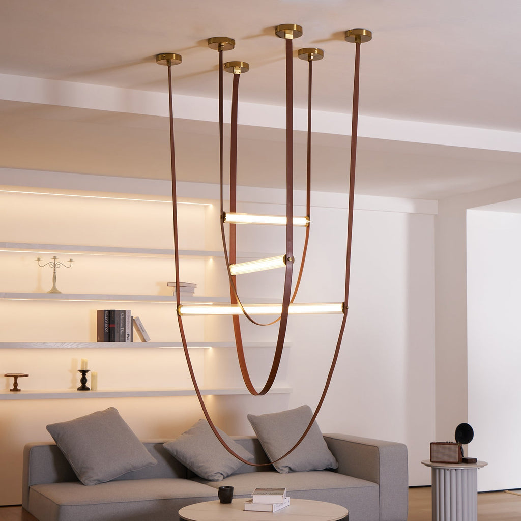 Tracer Belt Pendant Lamp — LED Silicone Diffuser, Premium Leather Belt Suspension