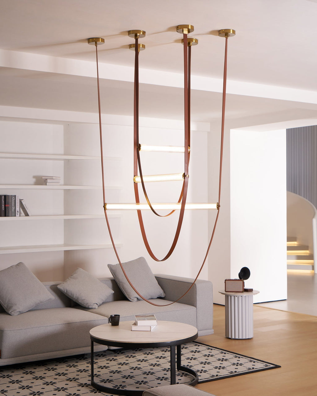 Tracer Belt Pendant Lamp — LED Silicone Diffuser, Premium Leather Belt Suspension