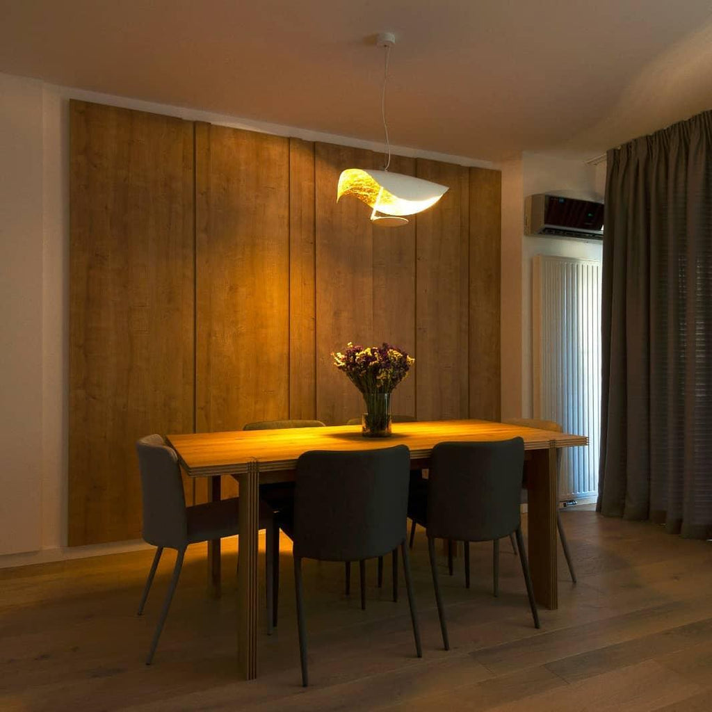 Závěsné svítidlo Giorgio — zakřivené diskové stínidlo, design s jednou linií