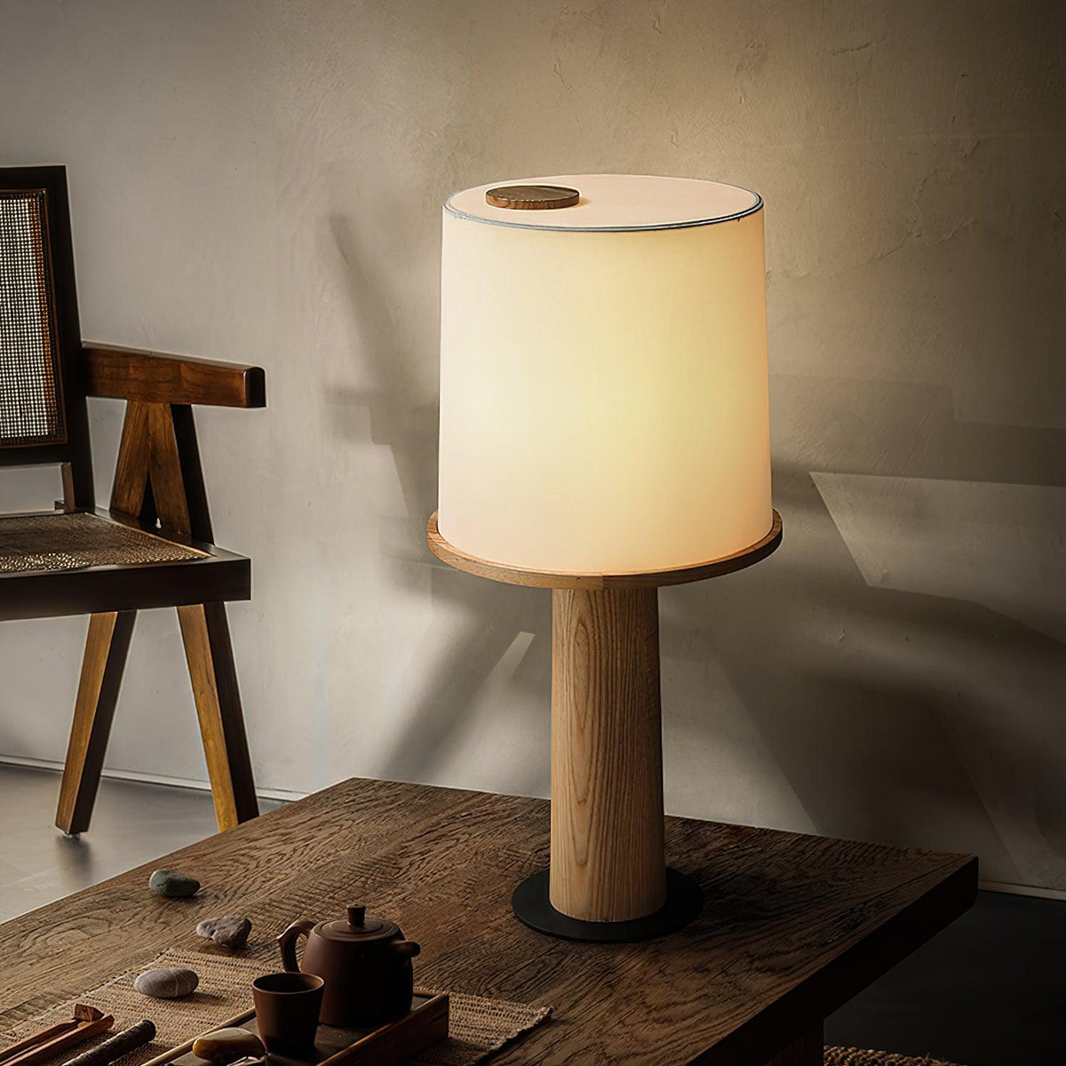 Vesper Minimalist Wood Table Lamp – Two Sizes, Dimmable